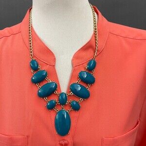 Teal Green Gold-tone Women's Fashion Necklace NWOT